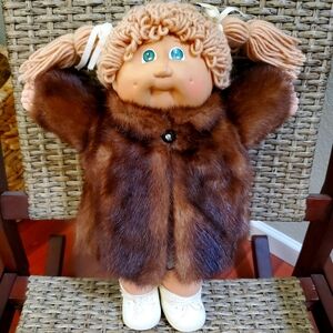 Adorable Vintage Cabbage Patch Kids Doll with Authentic Mink Coat